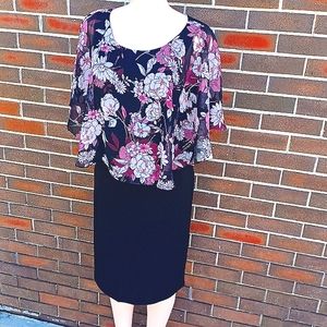 pink floral little black dress